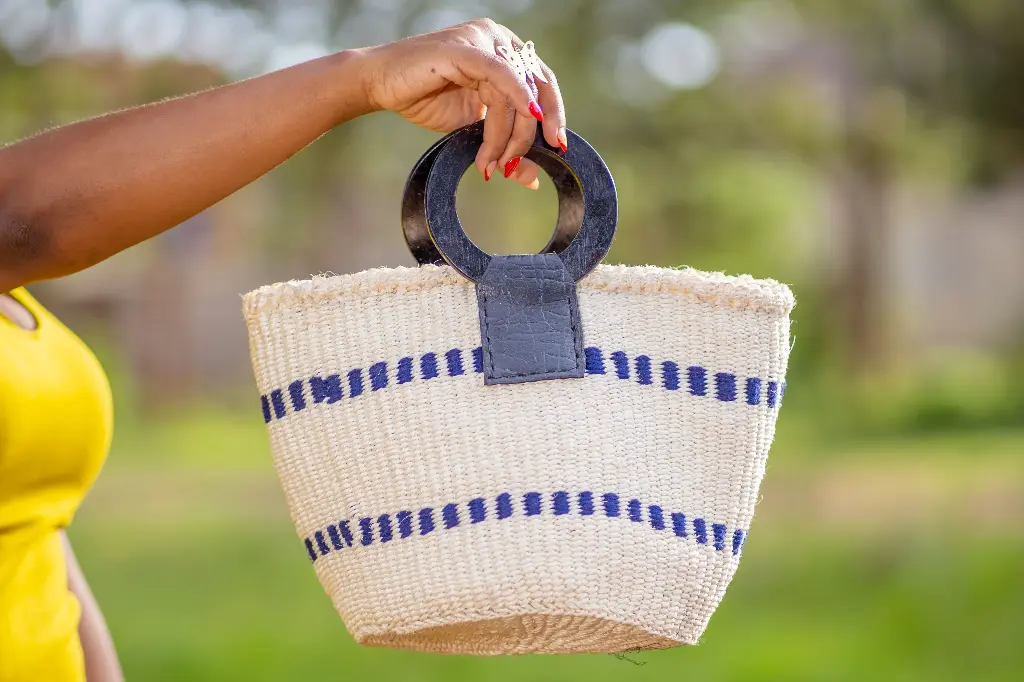 White and navy blue minimalist kiondo bag-Size 6