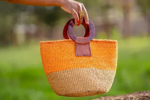 Orange and beige minimalist kiondo bag-Size 6