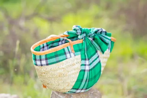 Shopping basket with matching masaai shuka.